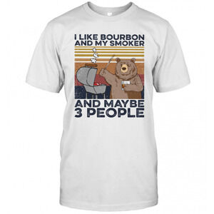 Bear Bbq I Like Bourbon And My Smoker And Maybe 3 People  Retro T-Shirt